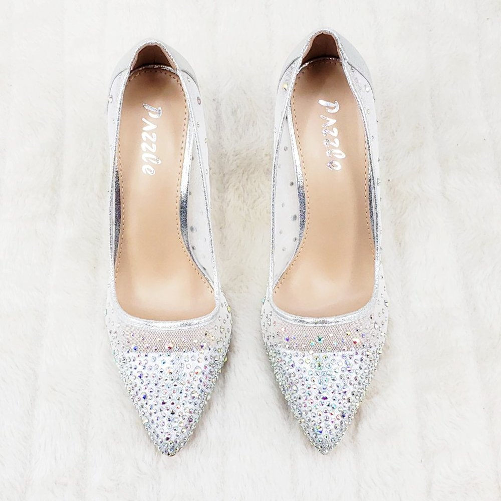 Shimmering Silver Rhinestone Heels - Picture 9 of 12